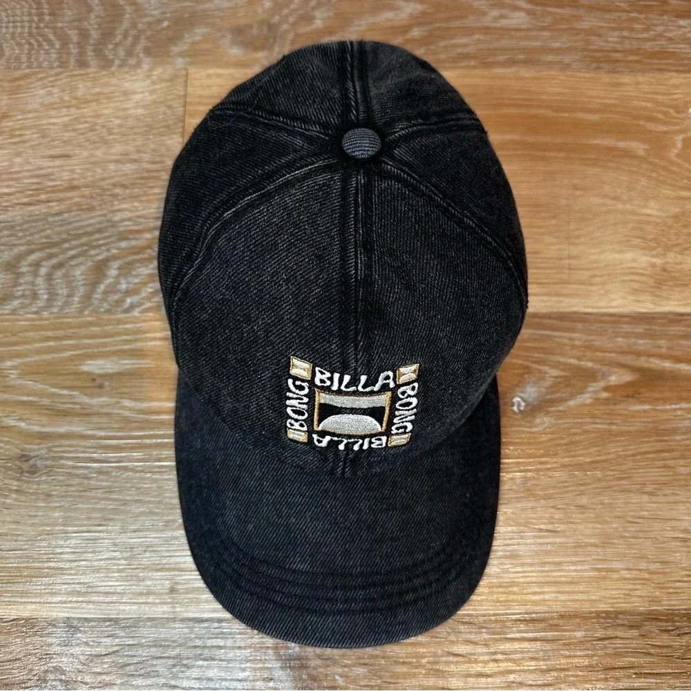 NWOT Billabong Dad Cap Black Denim Washed Strapback Hat